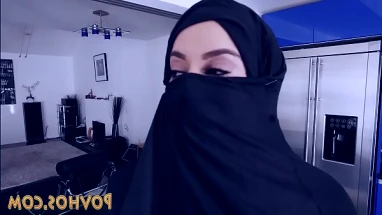 Muslim busty slut pov sucking and riding cock in burka